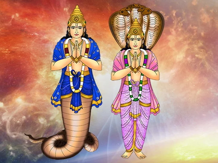 Rahu and Ketu depicted.